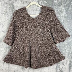 Manoush Sweater Womens Small Brown A Line Swing Snap Back Faux Buttons‎ Pockets